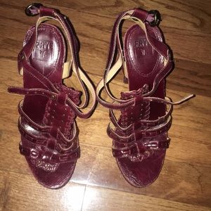 Frye red leather heels